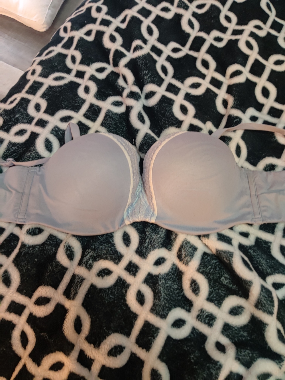 Victoria's Secret Light Gray Push-Up Strapless Bra with Lace